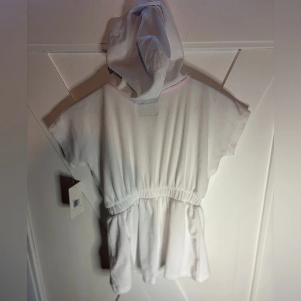 Hurley French Terry Hooded Cover up Dress White with Pink Logo Girls 4T NWT - Picture 7 of 7